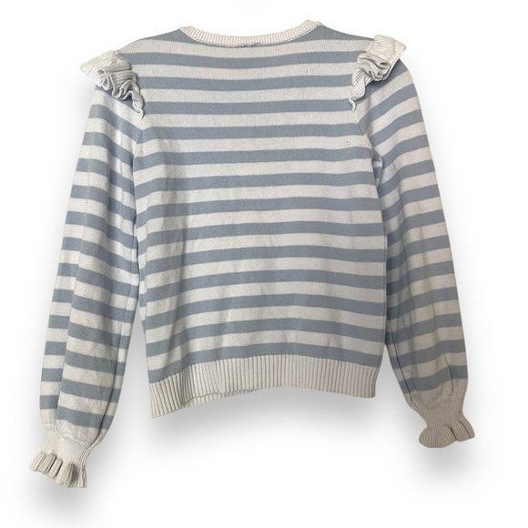 Janie and Jack Girls Striped Ruffle Lemon Sweater - Picture 6 of 9